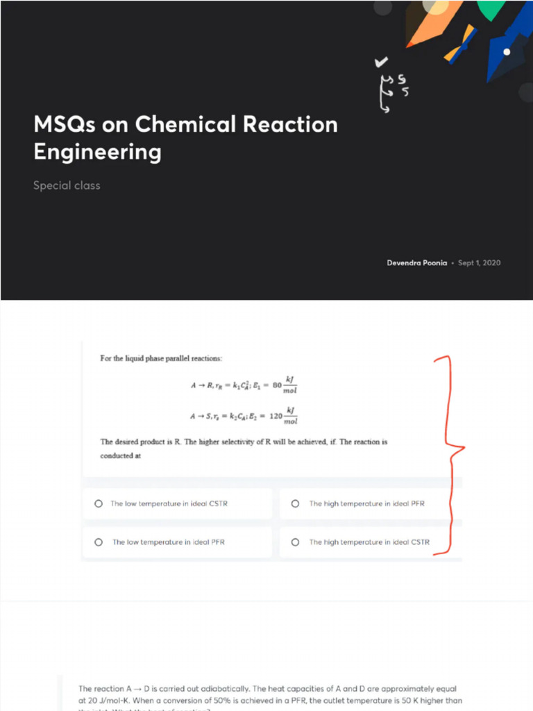 MSQs On Chemical Reaction Engineering With Anno | PDF