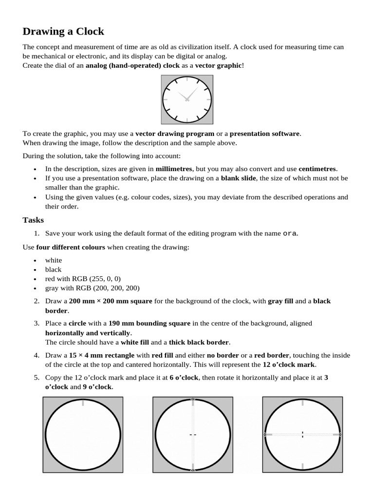 Drawing A Clock - Exercise | PDF | Clock | Rgb Color Model