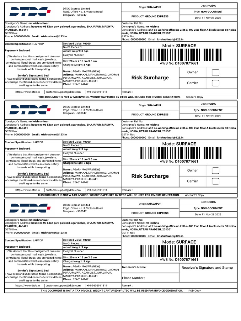 Shipping Label D1007871661 | PDF | Mail