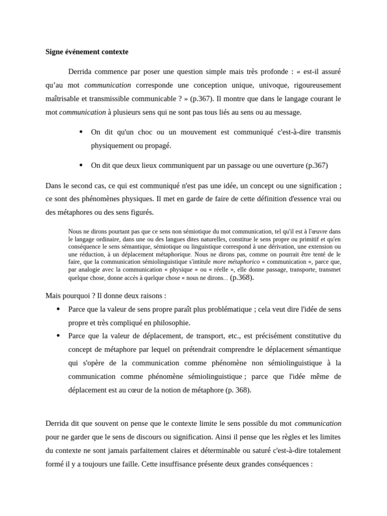 Signe Événement Contexte | PDF | Métaphore | Jacques Derrida