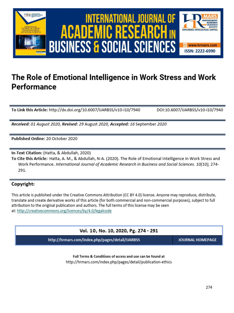 The Role of Emotional Intelligence in Work Stress | PDF | Emotional ...