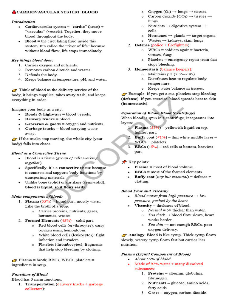 Cardiovascular System - Blood | PDF | Blood | Circulatory System