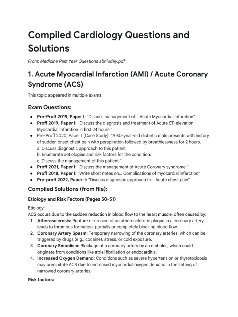 Compile All The Cardiology Questions and Their Ad... | PDF | Myocardial ...