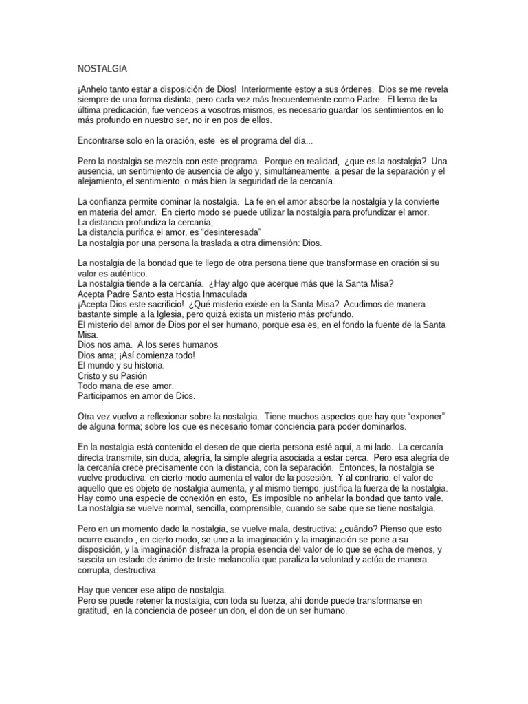 Nostalgia | PDF | Amor | Dios