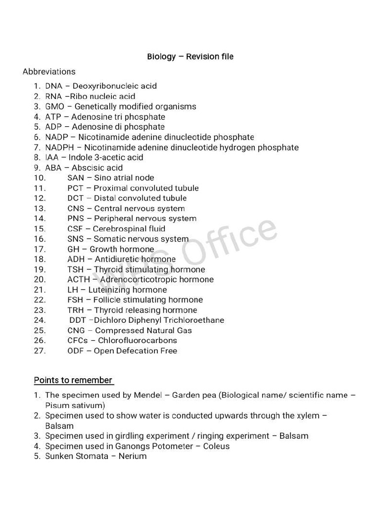 Bio Revision Notes | PDF