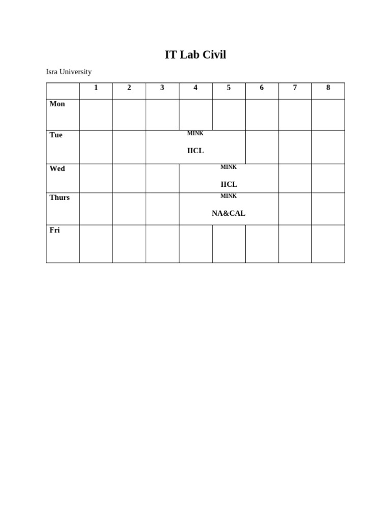 IT Lab Civil Table Task | PDF