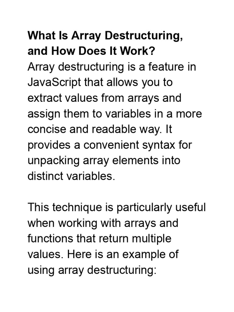 What Is Array Destructuring, and How Does It Work | PDF | Software ...