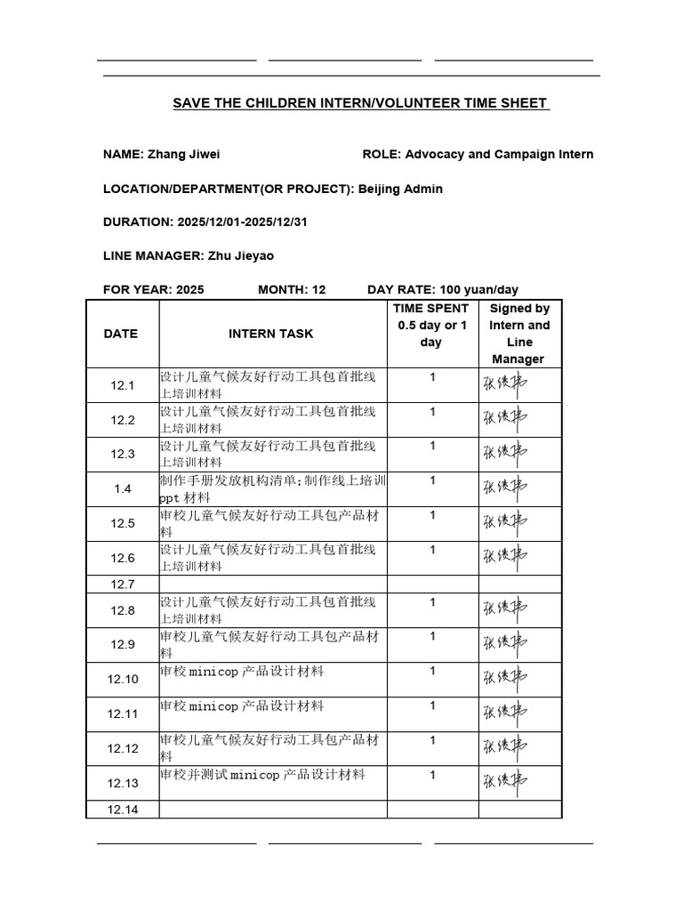 Intern Timesheet | PDF