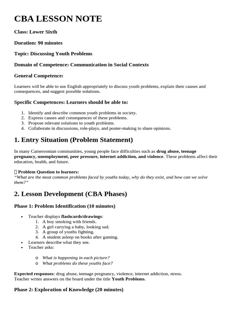 Cba Lesson Note Premiere | PDF | Learning | Violence
