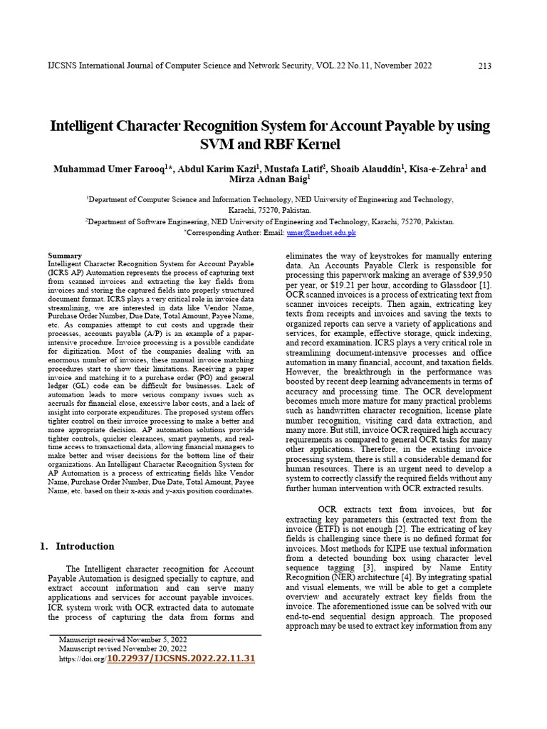 Intelligent Character Recognition System For Account Payable by Using ...