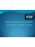 Justification for Exemption From Power Tariff Control-120502