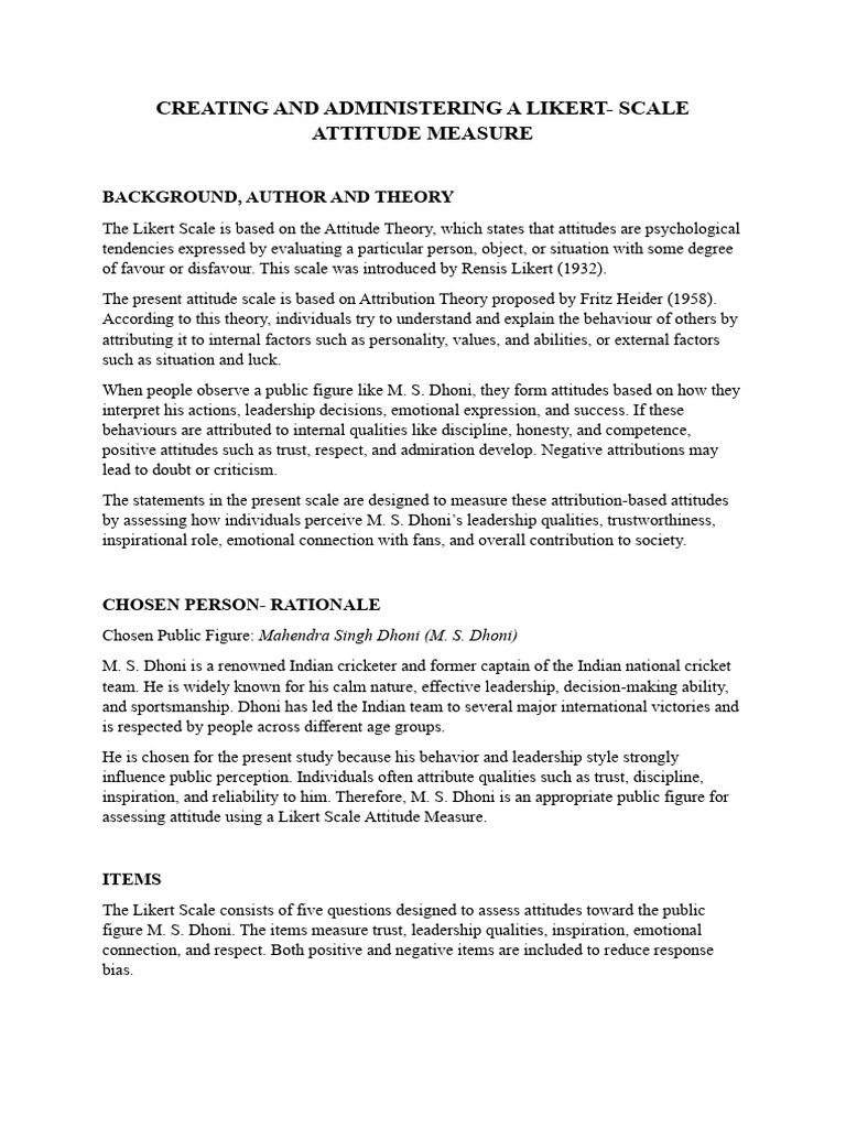 Likert Scale Assignment Yuvaniks 24bpy058 | PDF | Attitude (Psychology ...