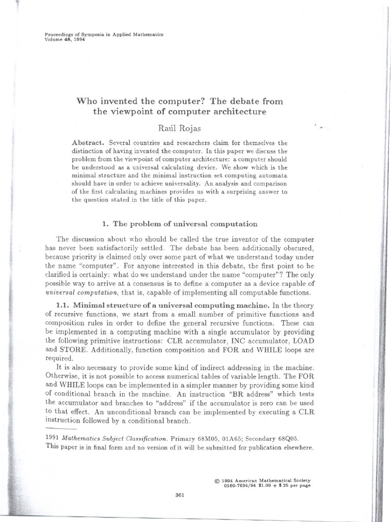 Who Invented The Computer The Debate From The View | PDF | Computer ...