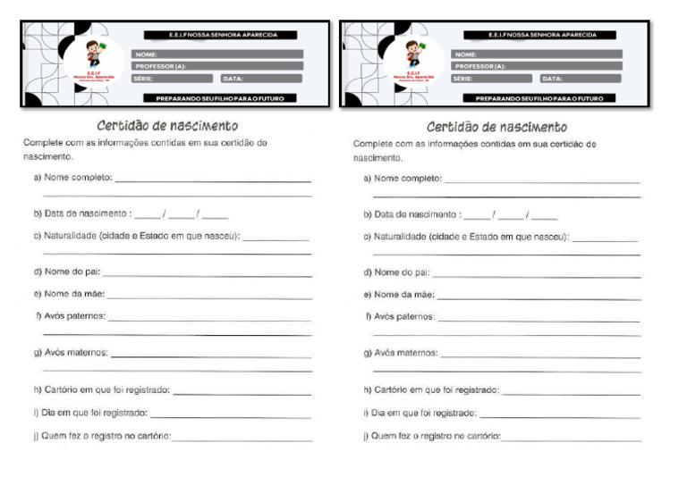 Certidão de Nascimento - para Casa | PDF