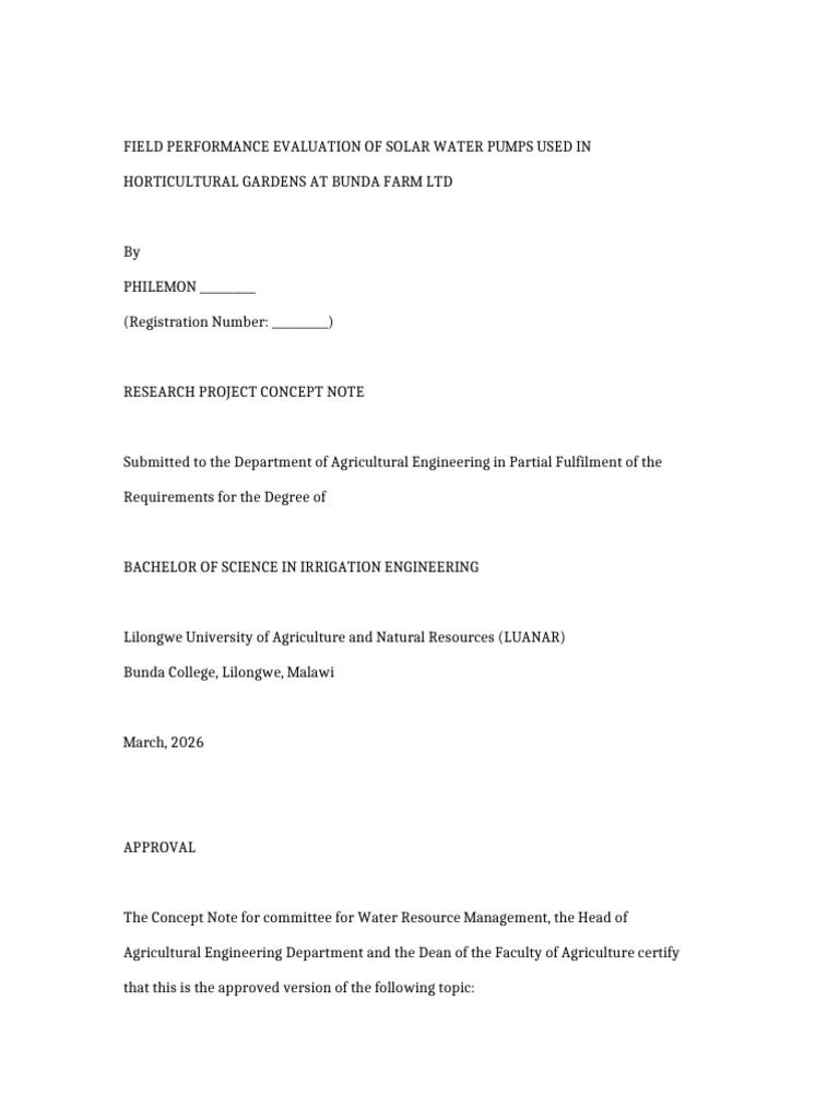 Concept Note Solar Pumps Bunda Farm | PDF | Pump