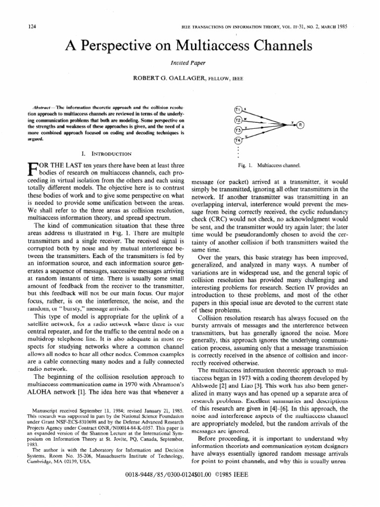 A Perspective On Multiaccess Channels | PDF | Channel Access Method ...