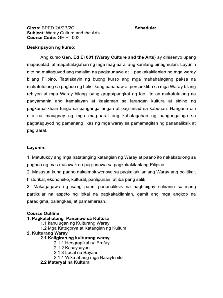 GE EL 002 WACA Course Outline | PDF