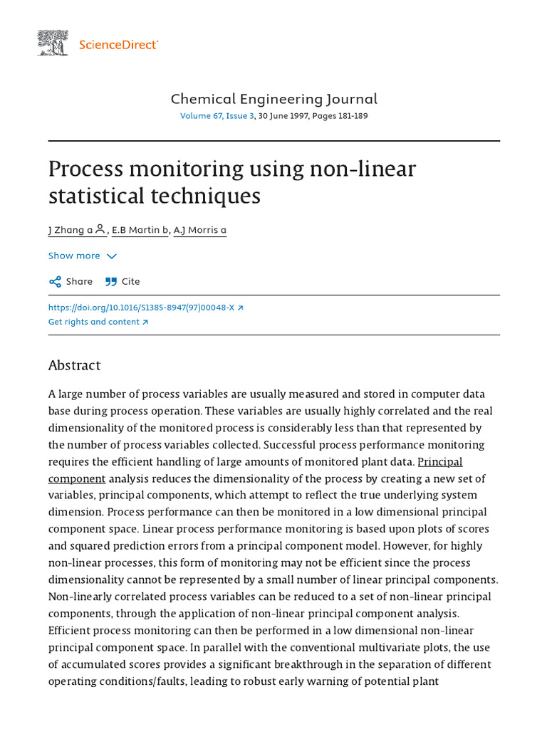 Process Monitoring Using Non-Linear Statistical Techniques ...