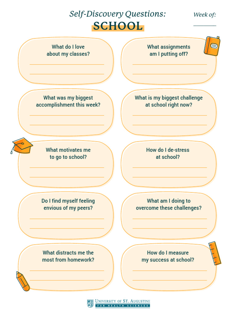 Self Discovery Questions For Personal Growth Printables School | PDF
