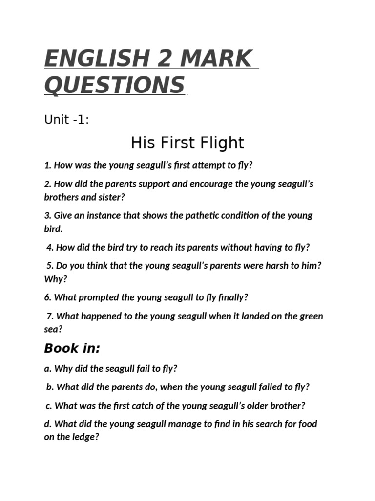 English 2 Mark Questions 2 | PDF | Dr. Watson