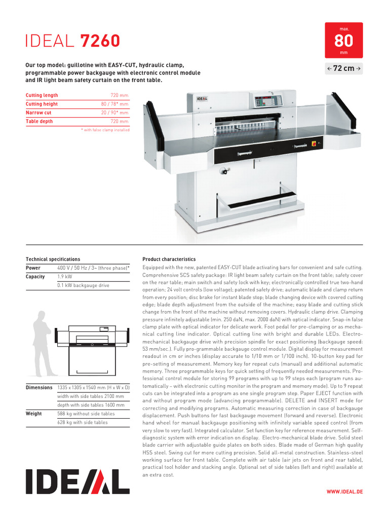 Ideal 7260 Guillotine PDF Brochure | PDF | Manufactured Goods