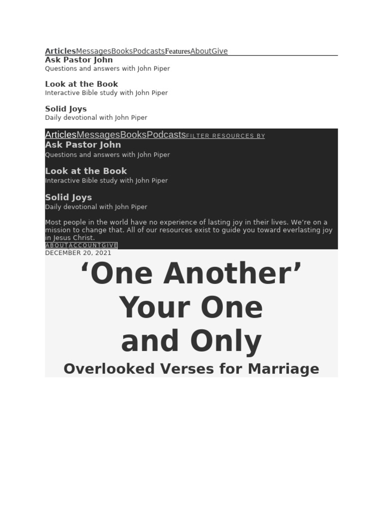 One Another | PDF | God In Christianity | Jesus