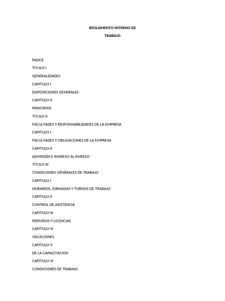 REGLAMENTO INTERNO DE Trabajo | PDF | Derecho laboral | Business