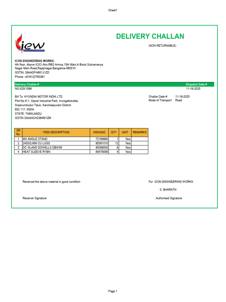 Delivery Challan | PDF