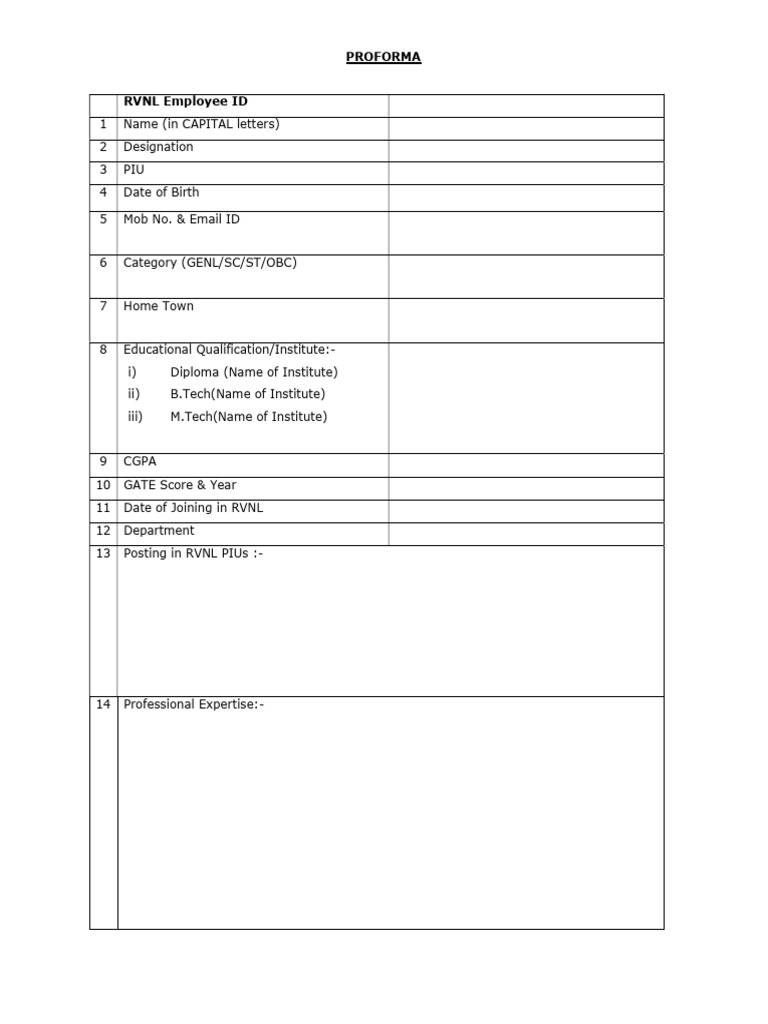 Interview Proforma | PDF
