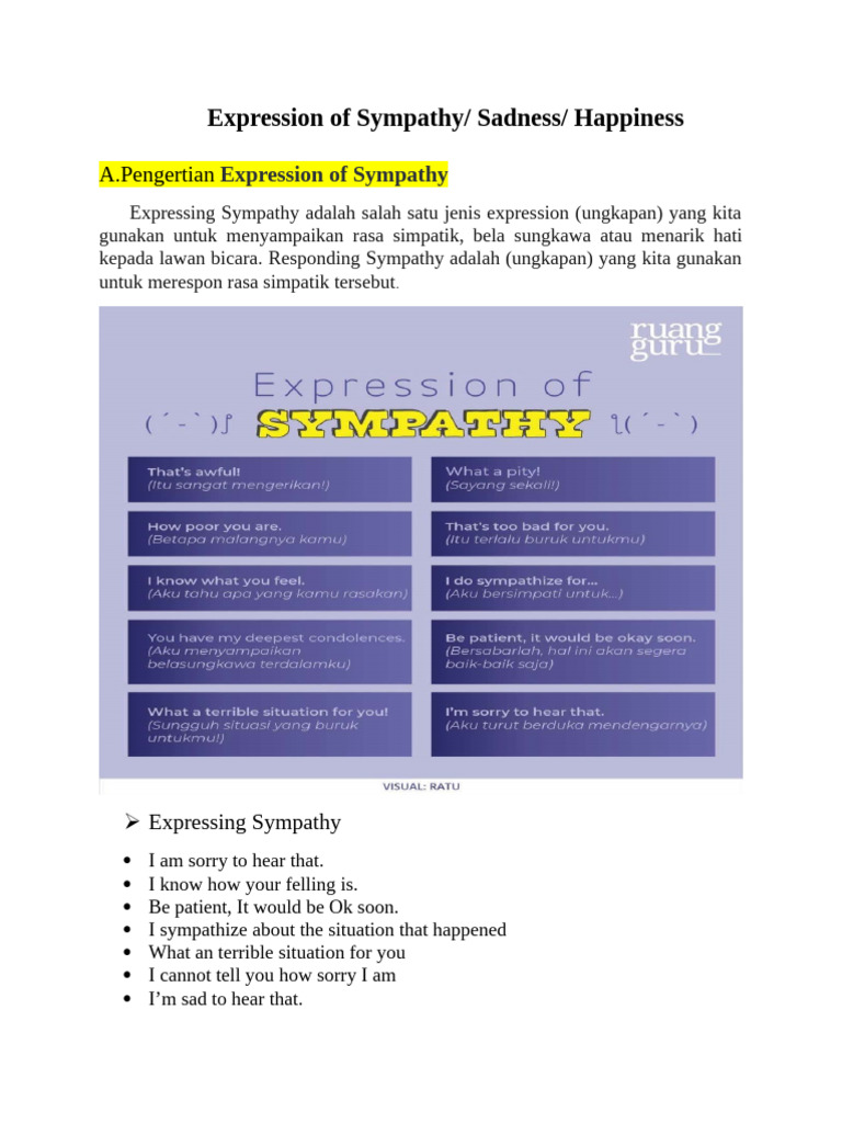 Materi Expression of Sympathy | PDF | Emotions | Psychology