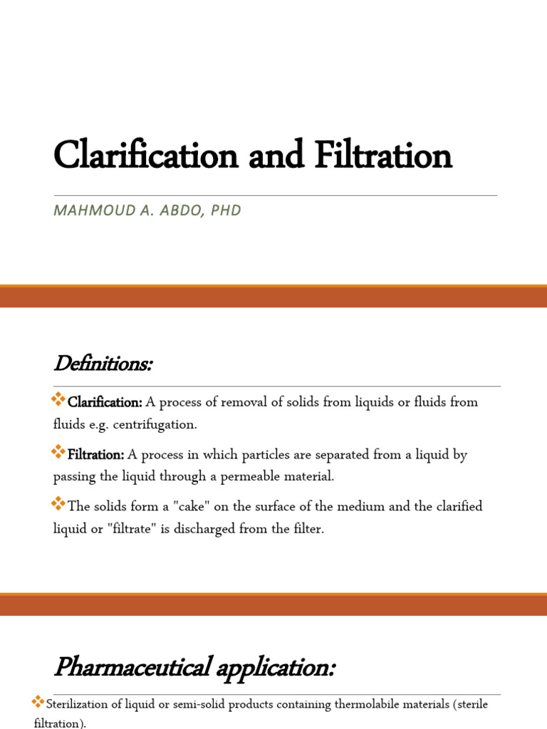 Clarification and Filtration | PDF | Filtration | Membrane Technology