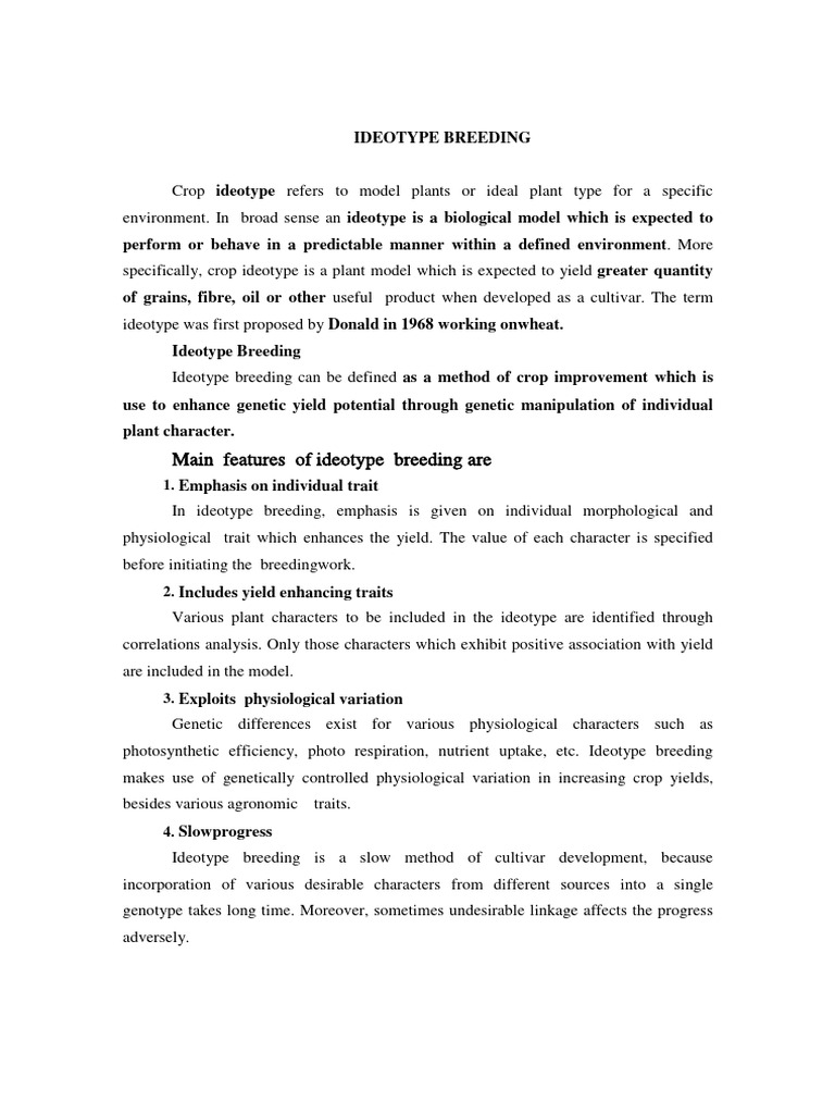 Ideotype Breeding | PDF | Plant Breeding | Wheat