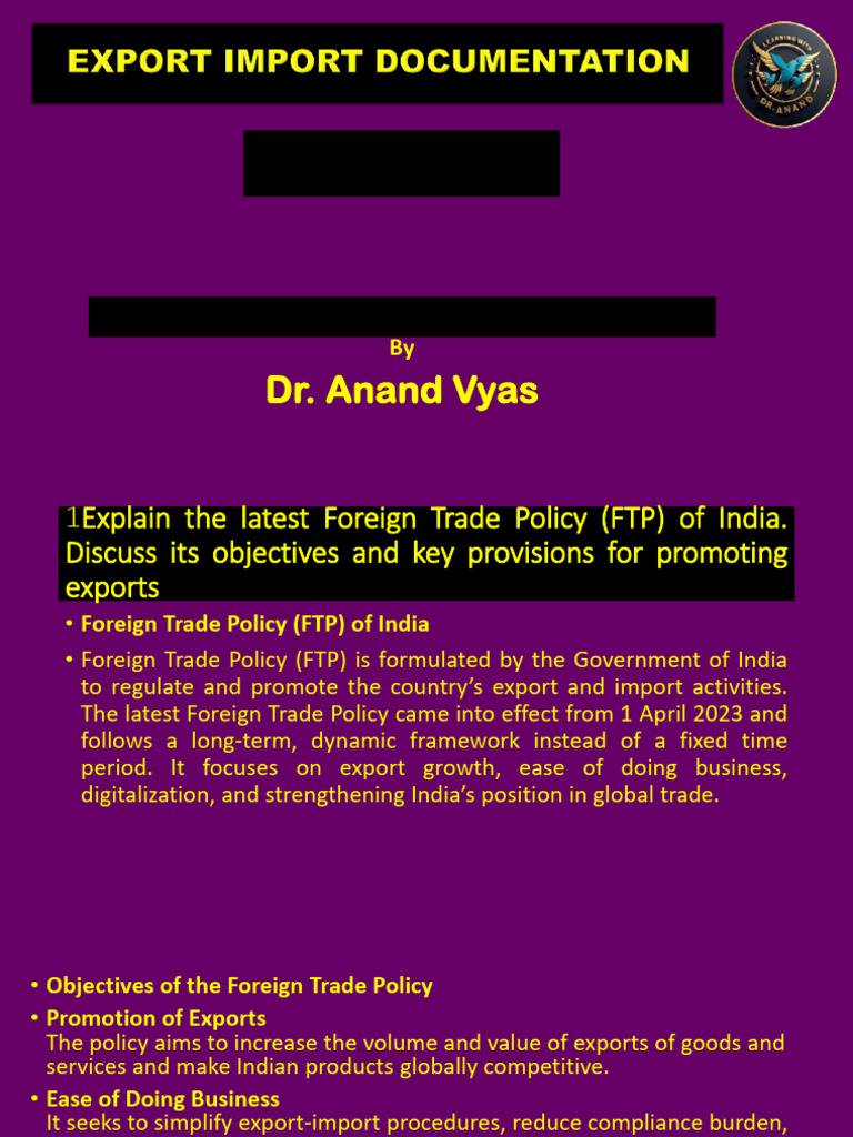 Antim Prahar 2026 Export Import Documentation | PDF | Letter Of Credit ...