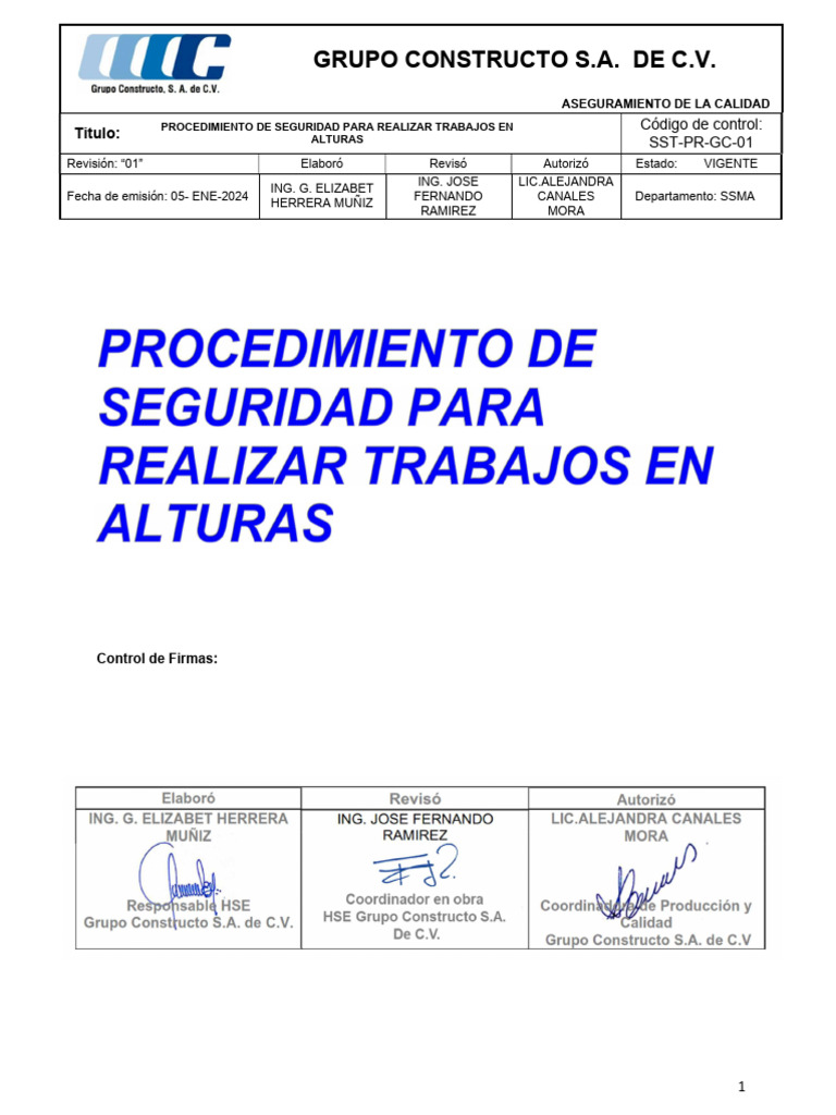 SST-PR-GC-01_TRABAJOS EN ALTURAS_REV_01 | PDF | Escalera | Valores