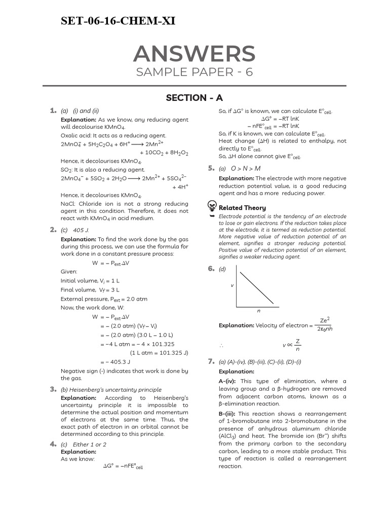 Sol Sample Paper 6 Cbse Xi Chem | PDF | Chemical Bond | Covalent Bond