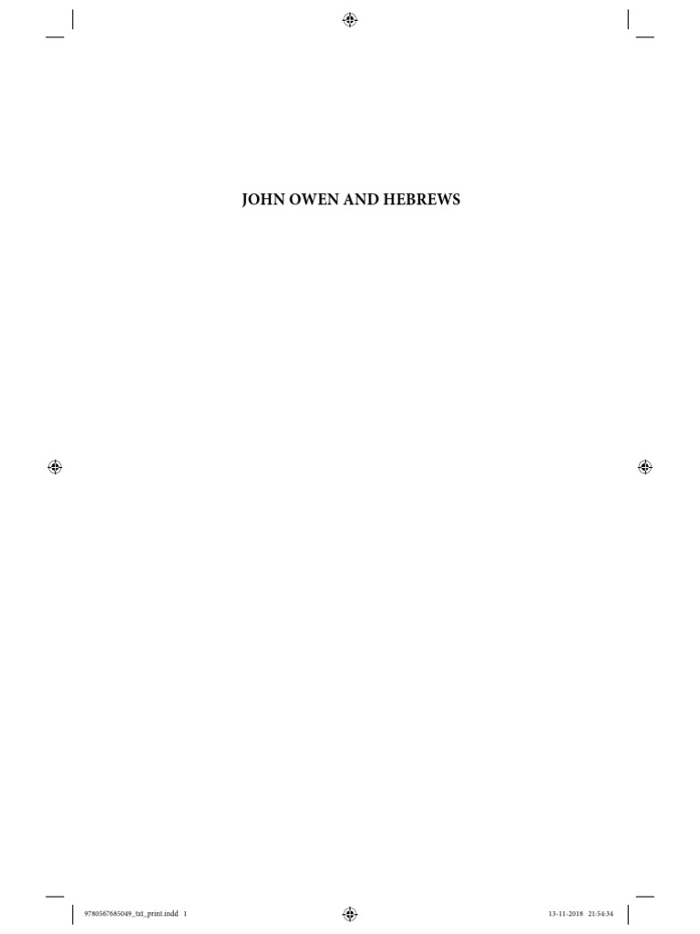 John Owen and Hebrews the Foundation Of PDF Books Written