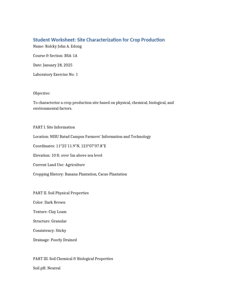 Student Worksheet Site Characterization-1 | PDF