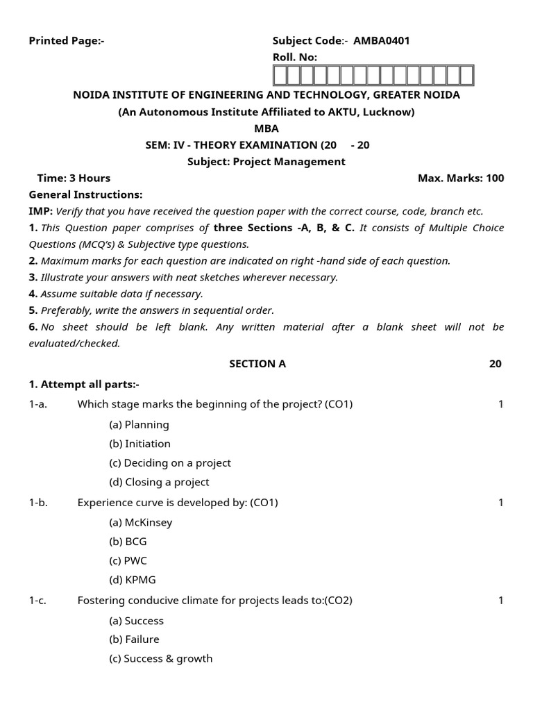 AMBA0401 - (Project Management) | PDF