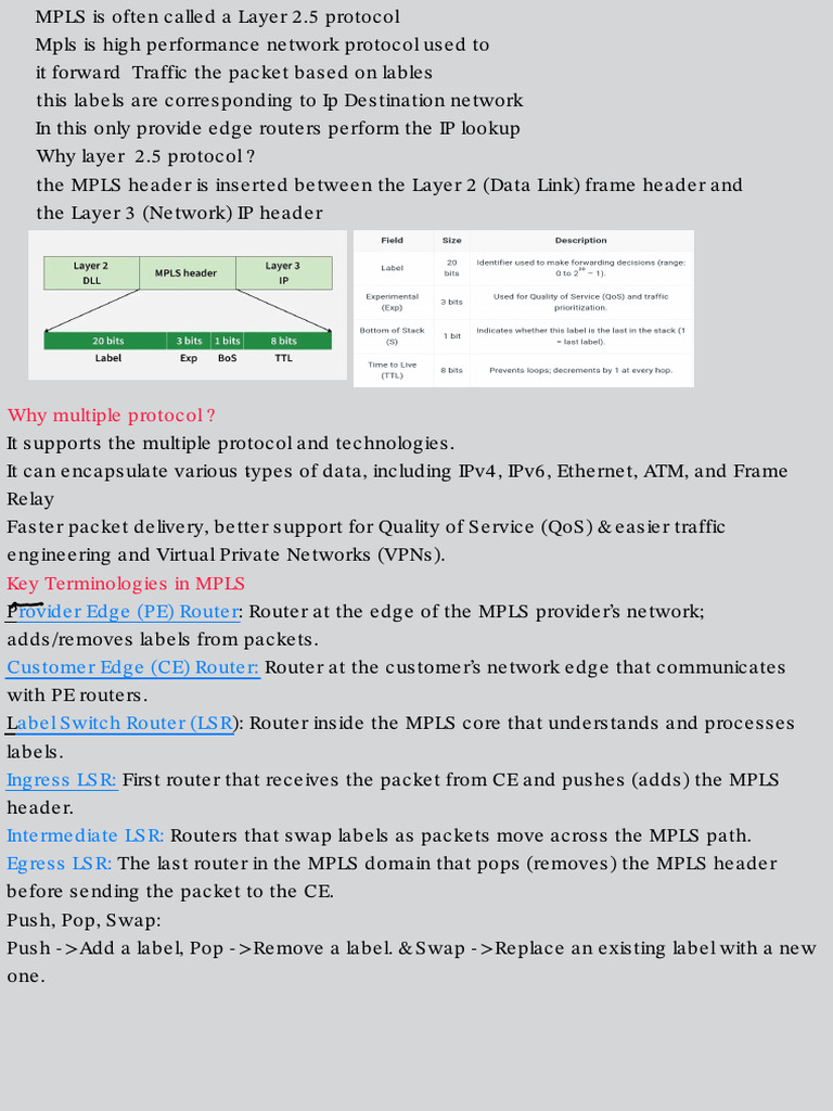 Mpls Notes 1 | PDF | Networking | Multiprotocol Label Switching