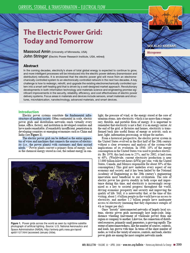 2008 - The Electric Power Grid Today and Tomorrow | PDF | Electric ...
