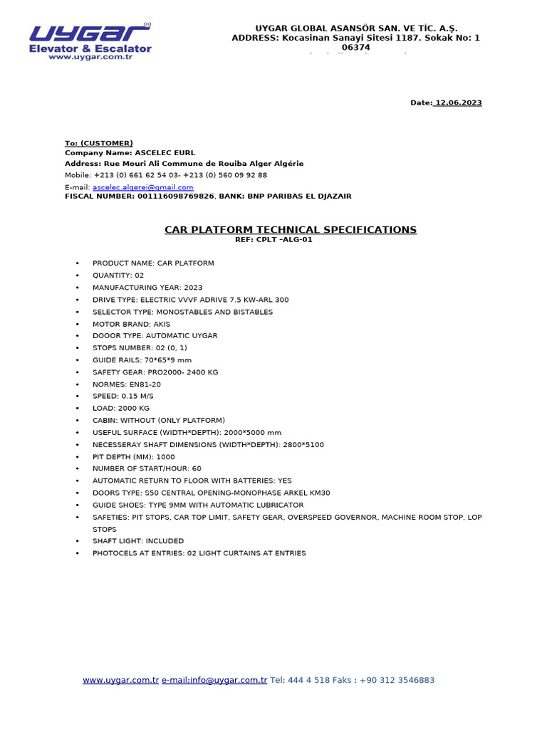 Car Platform Specifications | PDF