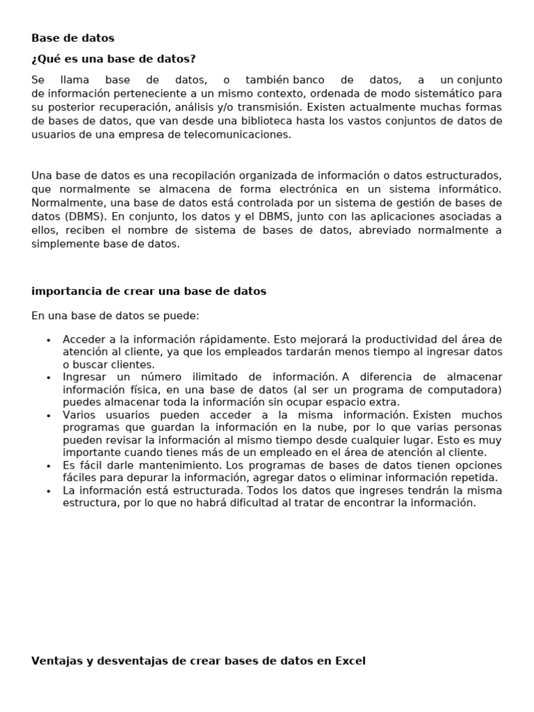 Base de Datos | PDF | Bases de datos | Datos