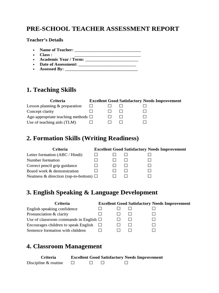 Teachers Assessment Report | PDF | Teachers | Behavior Modification