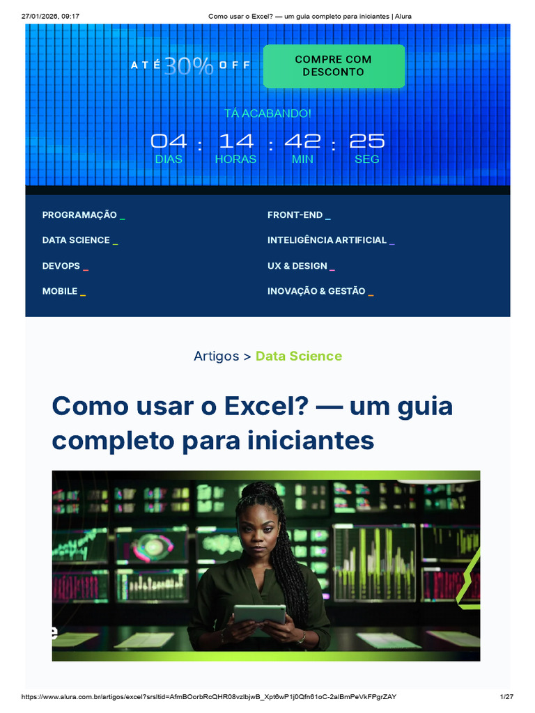 Como Usar o Excel - Um Guia Completo para Iniciantes - Alura | PDF ...
