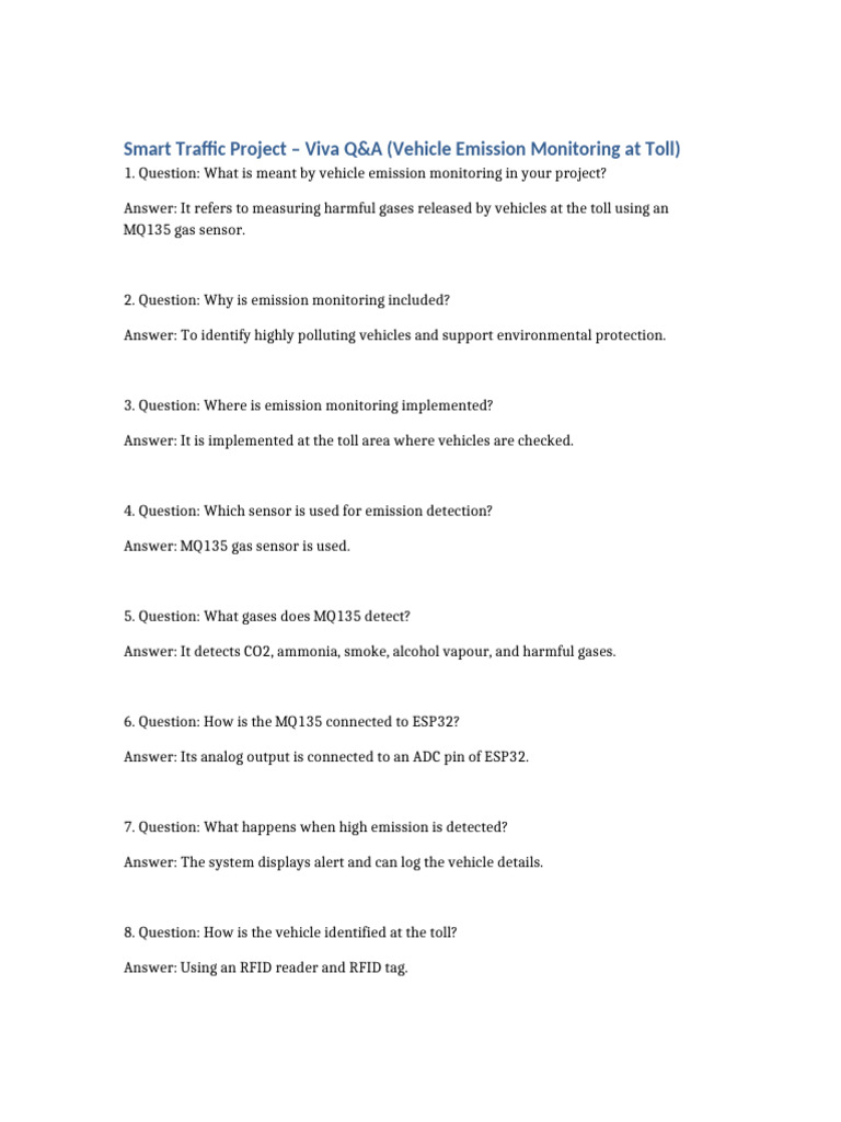 Smart Traffic Emission Toll QA | PDF | Radio Frequency Identification ...