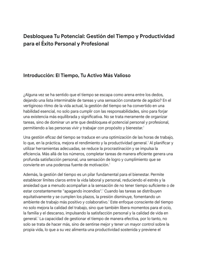 Gestión Del Tiempo y Productividad | PDF | Planificación | Habilidades ...