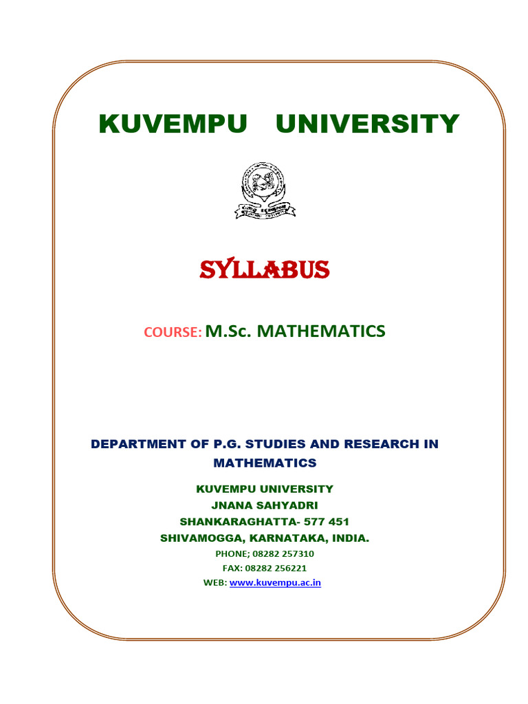 M SC Syllabus | PDF | Group (Mathematics) | Ring (Mathematics)
