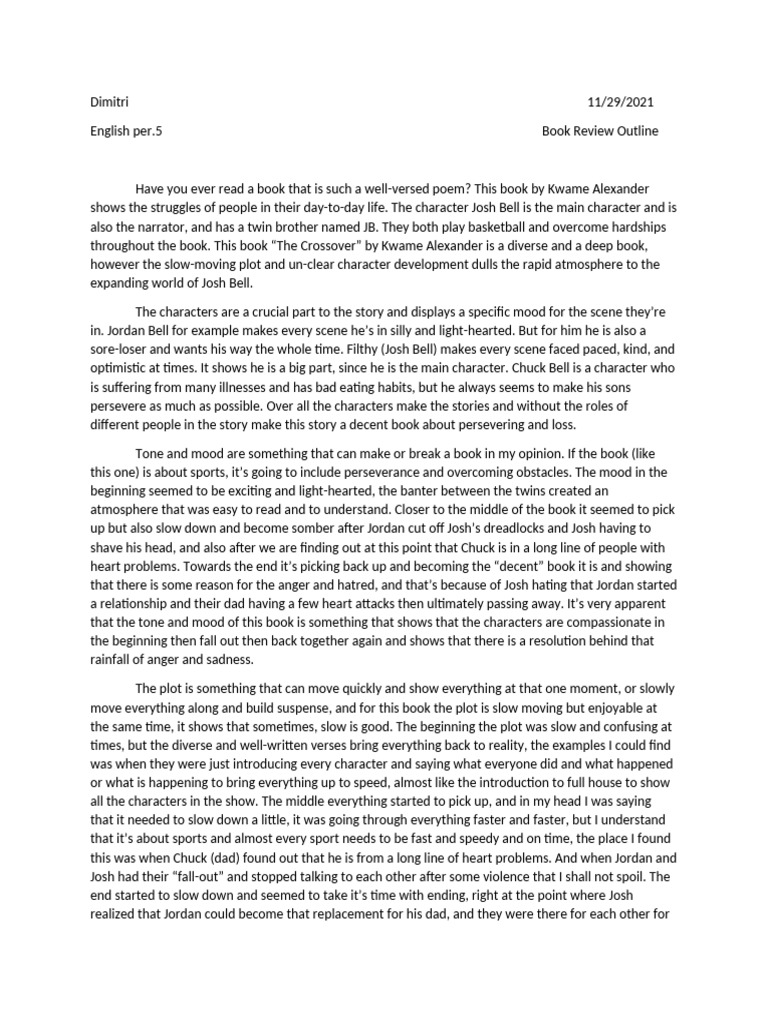 English 7 Project (The Crossover) | PDF
