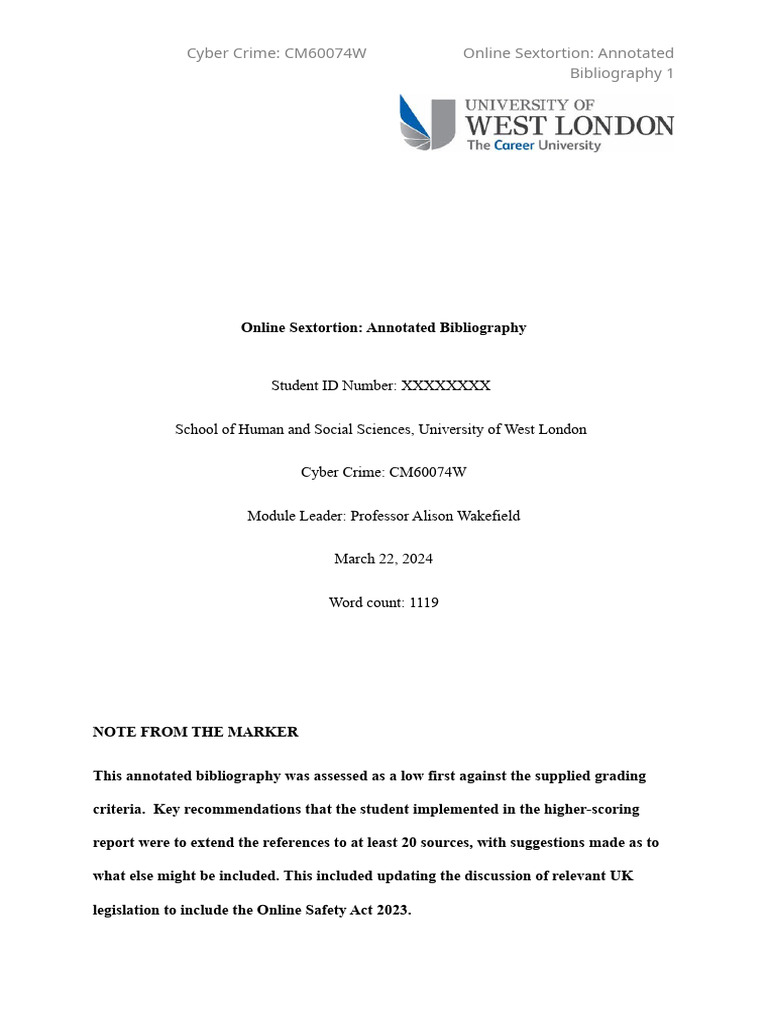 A1 Annotated Bibliography Example - Low First - Tagged | PDF | Crimes ...