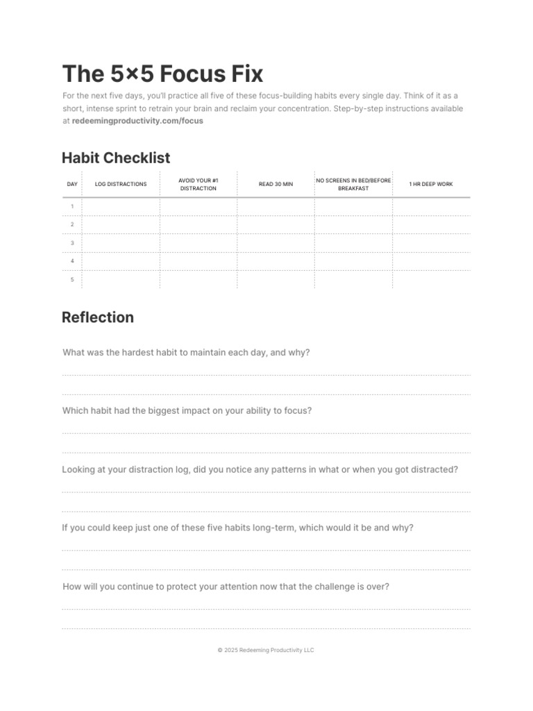 5x5 Focus Fix | PDF